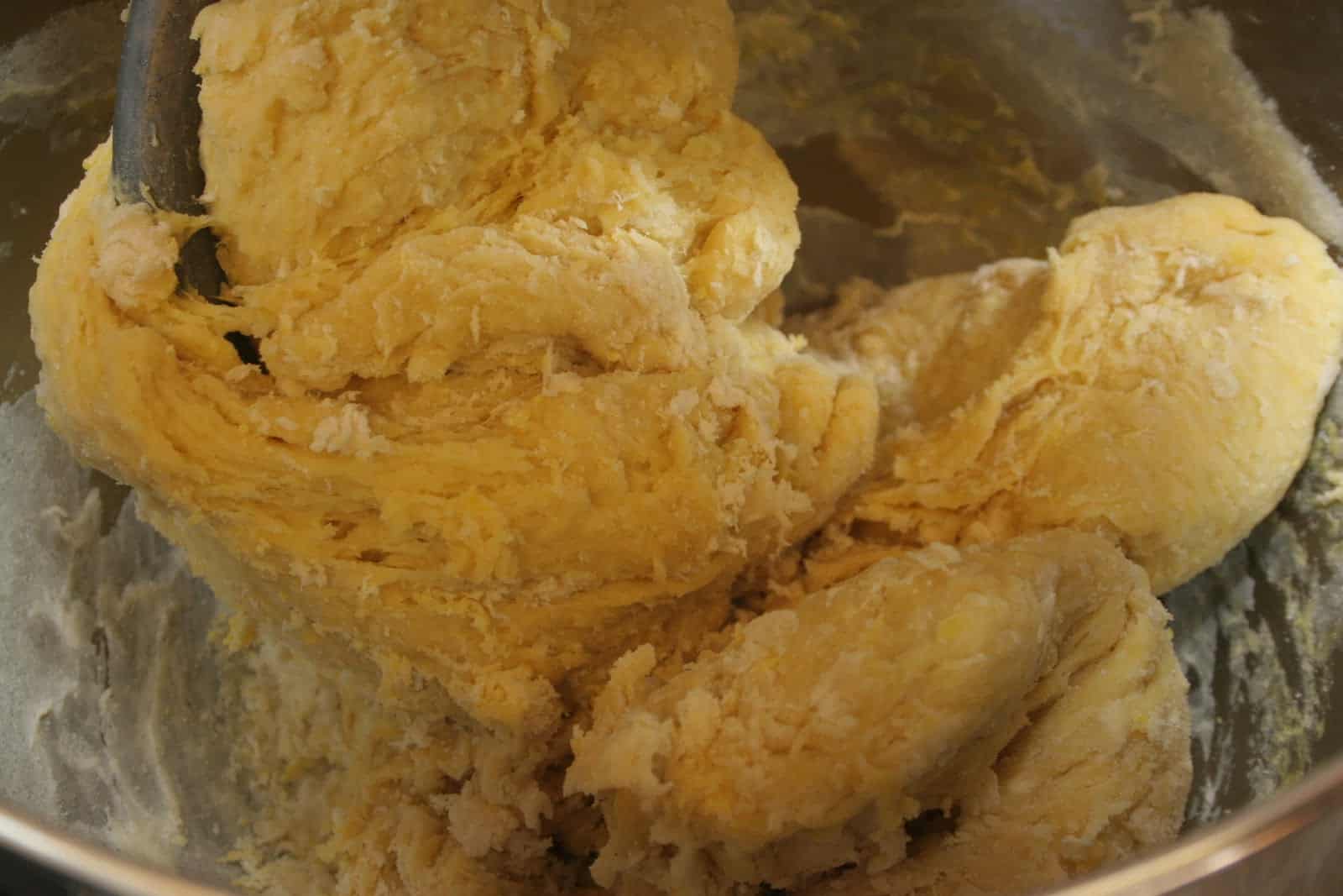 Challah bread dough being mixed