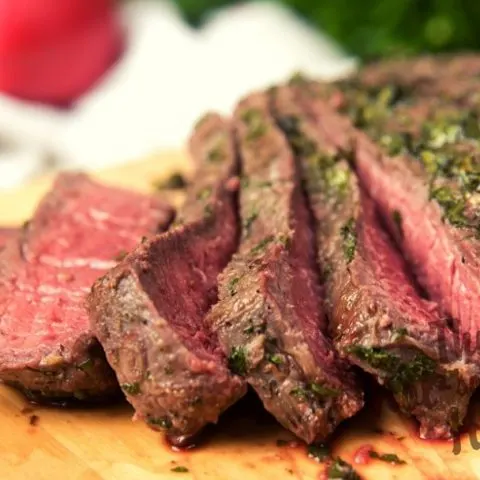 Grilled Marinated London Broil | The Not so Modern Housewife medium rare sliced London Broil