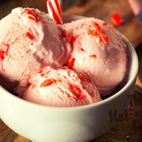 peppermint crunch ice cream with candy canes