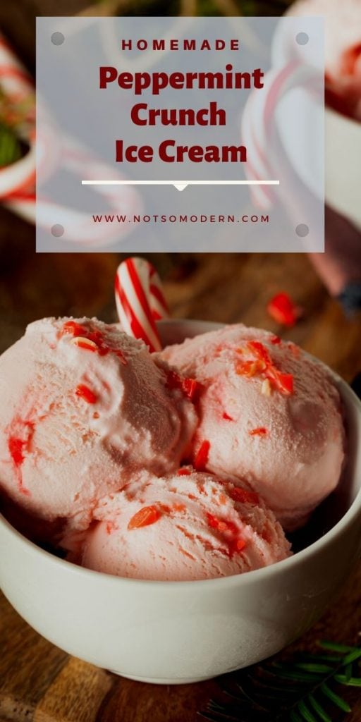 Peppermint Crunch Ice Cream | The Not So Modern Housewife Homemade peppermint crunch ice cream recipe made from scratch