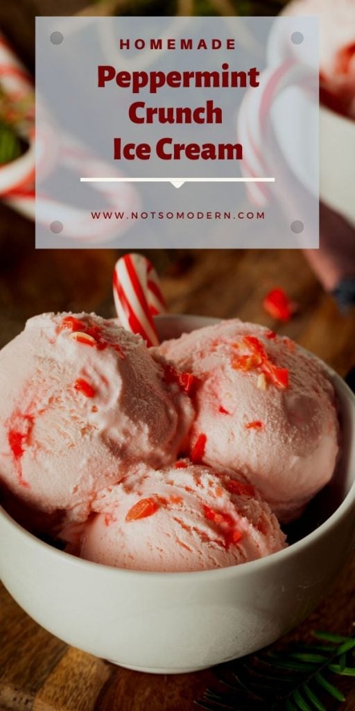 Homemade peppermint crunch ice cream recipe made from scratch