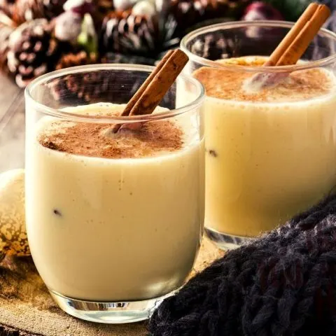 Eggnog | The Not So Modern Housewife Eggnog with ground nutmeg and a cinnamon stick
