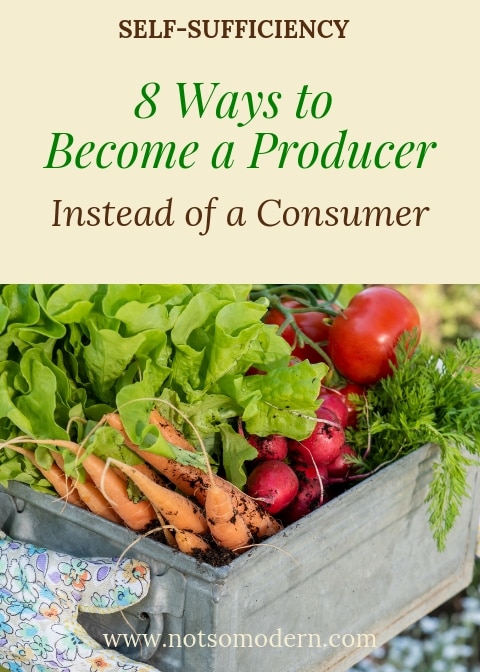 Learning to become a producer is one of the most rewarding aspects of homesteading and self sufficient living. Learn to reduce your consumption and increase your productivity with these 8 tips. #selfsufficiency #selfsufficientliving #homesteading