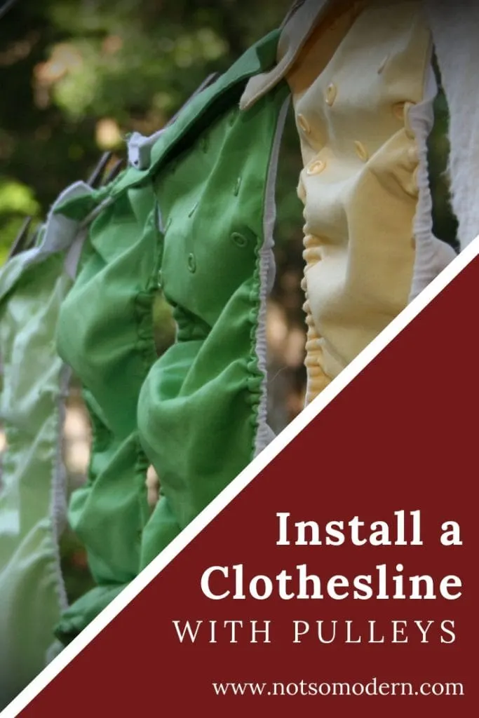 Install a clothesline with pulleys - cloth diapers drying on a clothesline