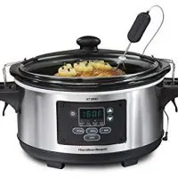 Hamilton Beach 6-Quart Slow Cooker, Programmable, Set & Forget with Temperature Probe, Transport Clips, Sealing Lid (33969A), 275 Watts, Stainless Steel