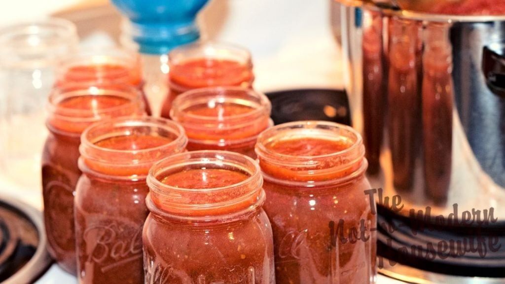 How to Can Restaurant Style Homemade Salsa | The Not So Modern Housewife Homemade canned salsa should have a 1/2" headspace in each jar. You can reduce the mess of filling jars by using a jar funnel and a ladle.