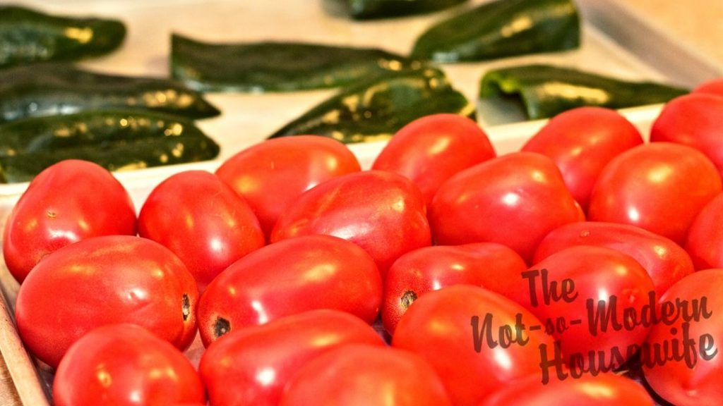 How to Can Restaurant Style Homemade Salsa | The Not So Modern Housewife You can easily remove the skins of peppers and tomatoes in bulk by roasting them on a baking sheet in the oven for 20 minutes.
