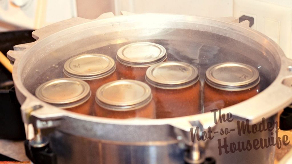 How to Can Restaurant Style Homemade Salsa | The Not So Modern Housewife Large pressure canners can also be used for water bath canning. When the canner is loaded with jars, you should make sure all jars are covered with 1-2" of boiling water. If hot water must be added, do not pour the water directly onto the lids of the jars. Bring the water back to a rolling boil and place a lid on the canner before starting the timer for processing.
