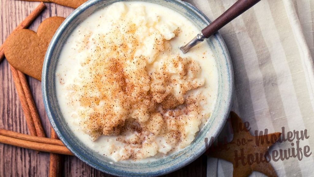 Risgrynsgröt Swedish rice porridge from Sweden - traditional winter breakfast or dessert