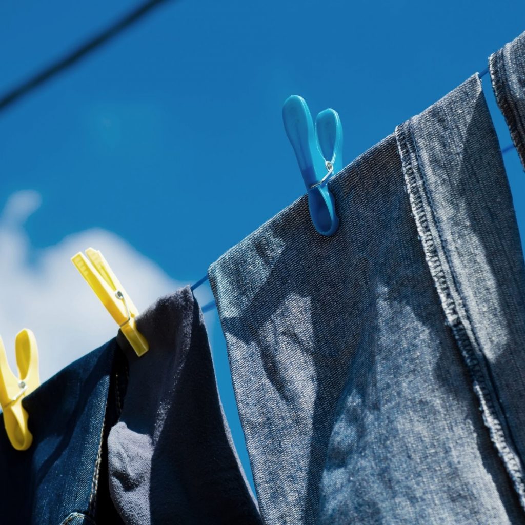 jeans on clothesline