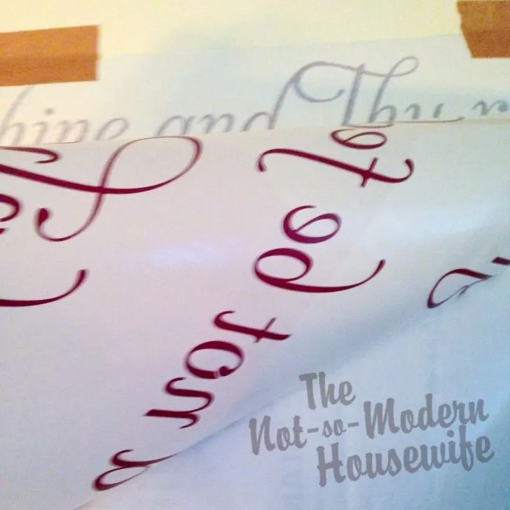 Transform Your Textured Walls with Custom Vinyl Lettering: A Step-by-Step Guide! | The Not So Modern Housewife Carefully remove backing from wall art